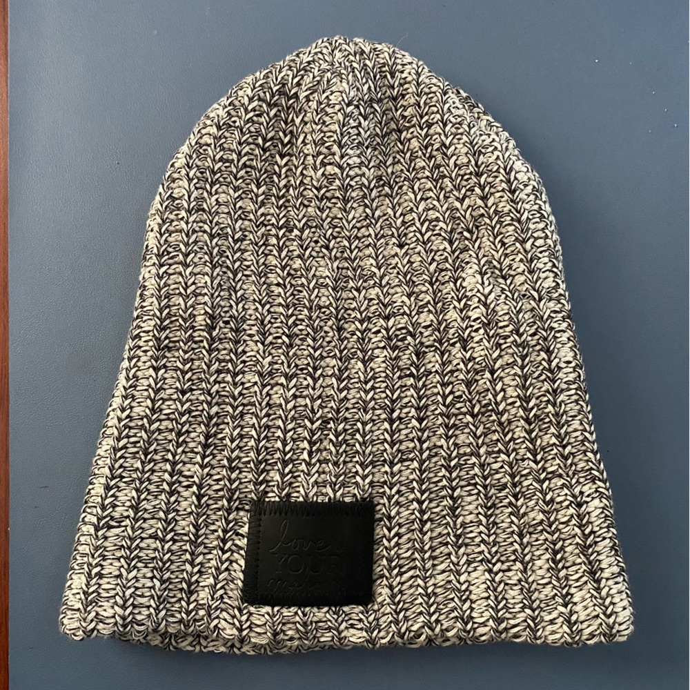Love Your Melon black and white knit hat